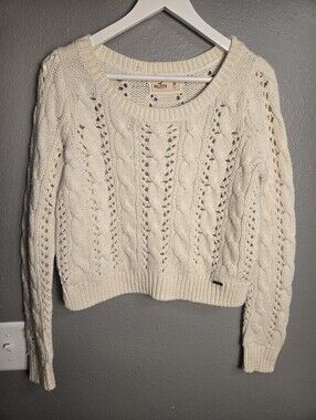 Hollister Knit Cable Wool Alpaca Blend Cropped Sweater Size Medium